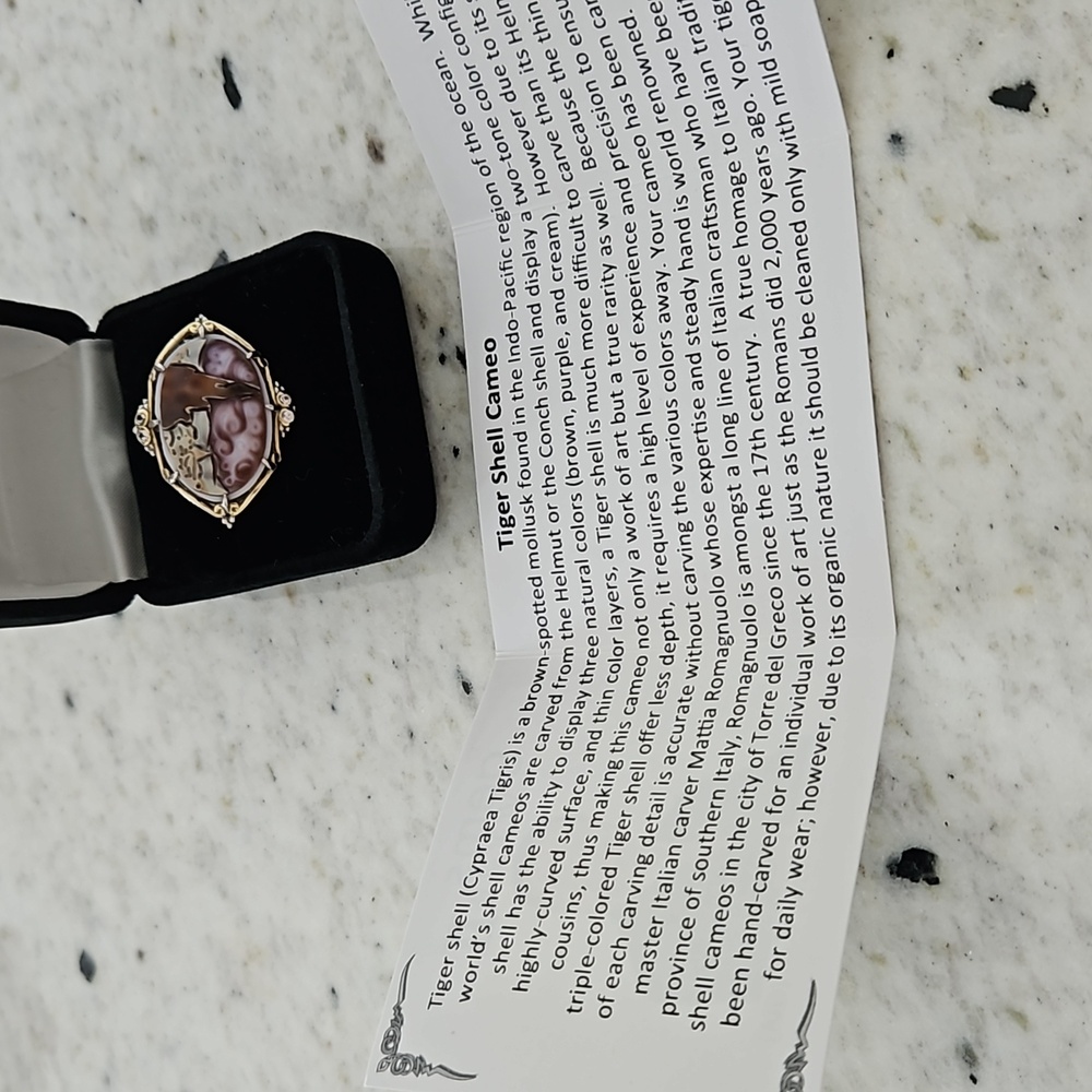 Tiger shell cameo silver ring - Picture 6 of 7